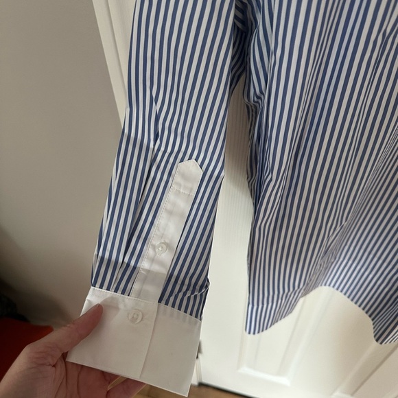 Spanx NWT Blue and White Striped Blouse - size large - Picture 6 of 6